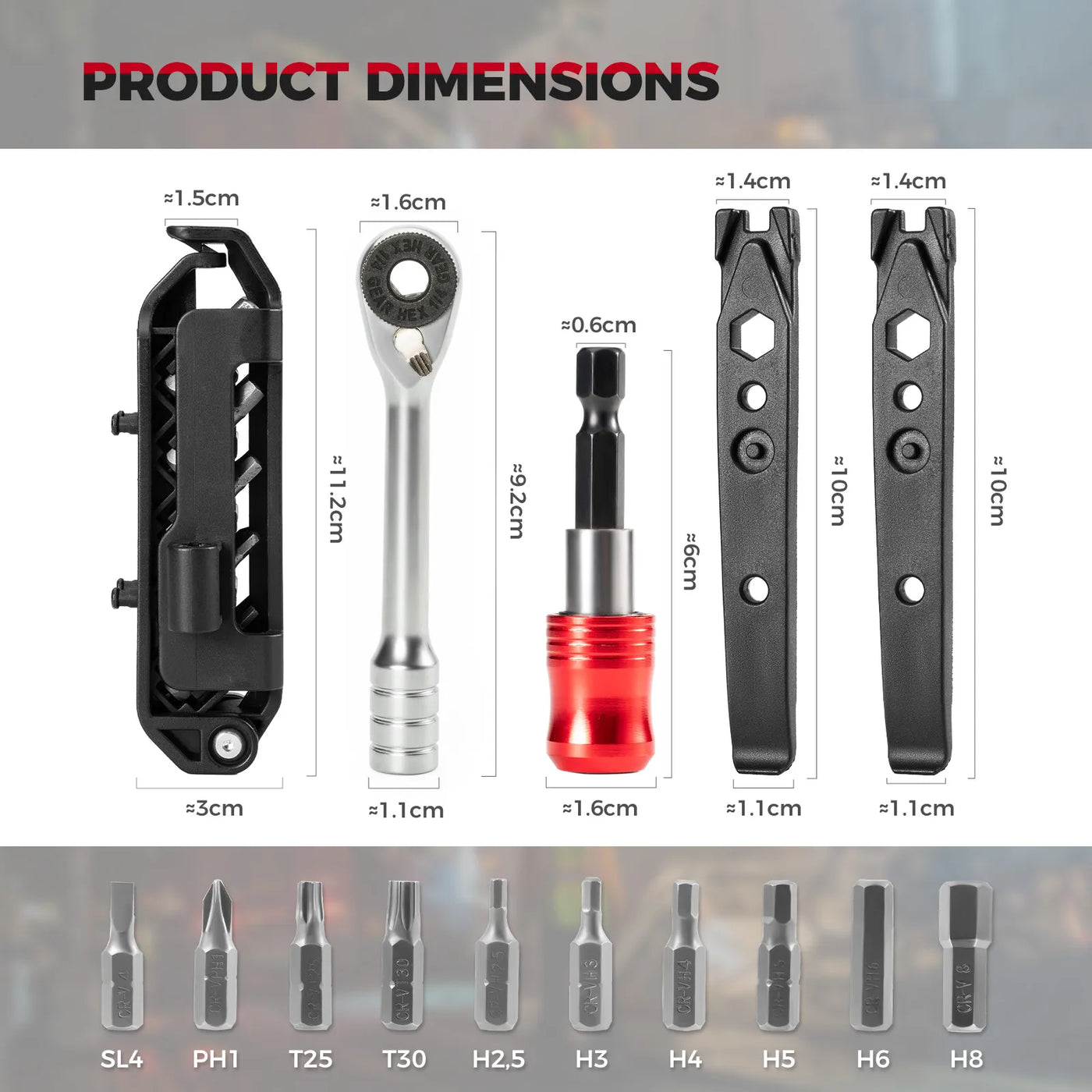 ROCKBROS foldable ratchet multi-tool — magnetic bit set detail