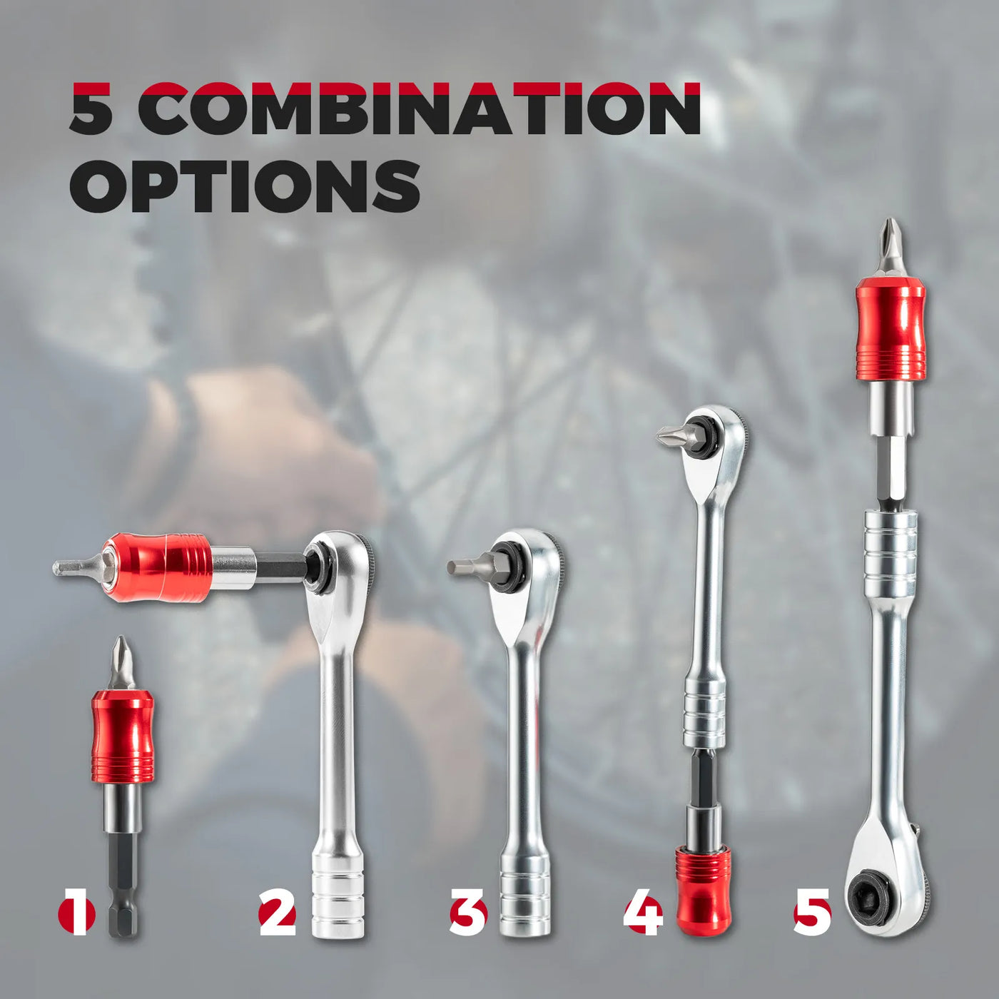 ROCKBROS foldable ratchet tool kit with storage pouch for trailside fixes