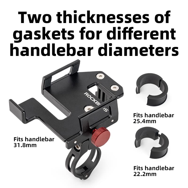 ROCKBROS S-clamp e-moto phone mount — secure grip detail