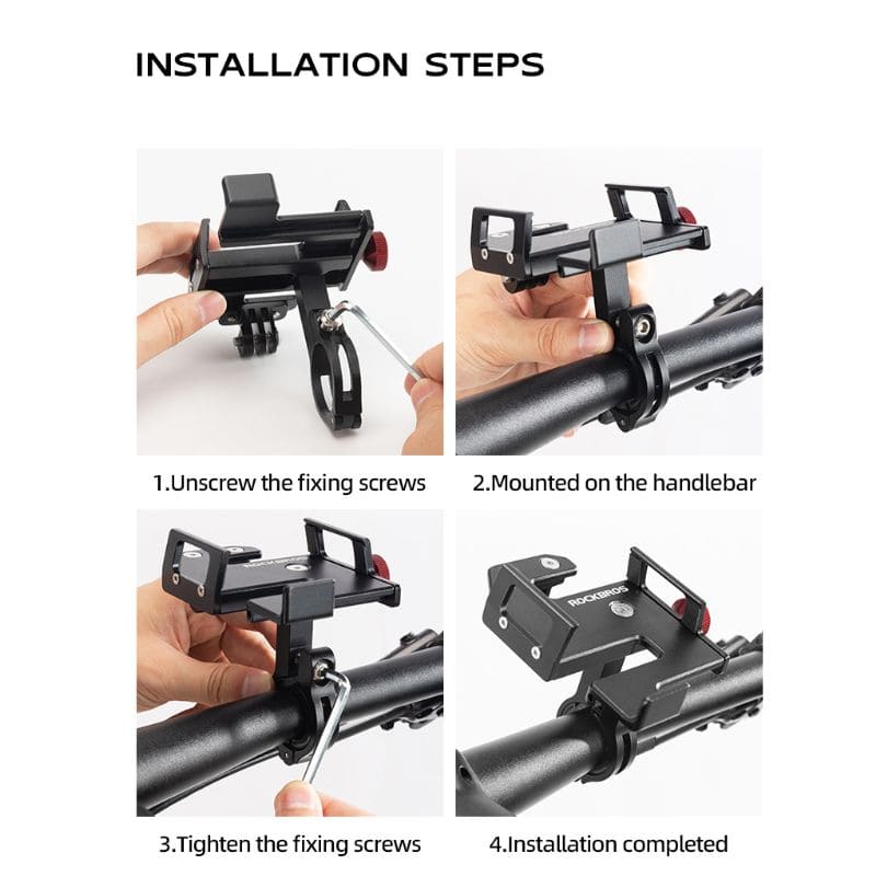 ROCKBROS e-moto handlebar phone mount with mechanical locking system