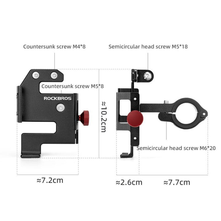 ROCKBROS bike phone holder for e-moto bars, telescopic 4.7 to 7.1 inch clamp