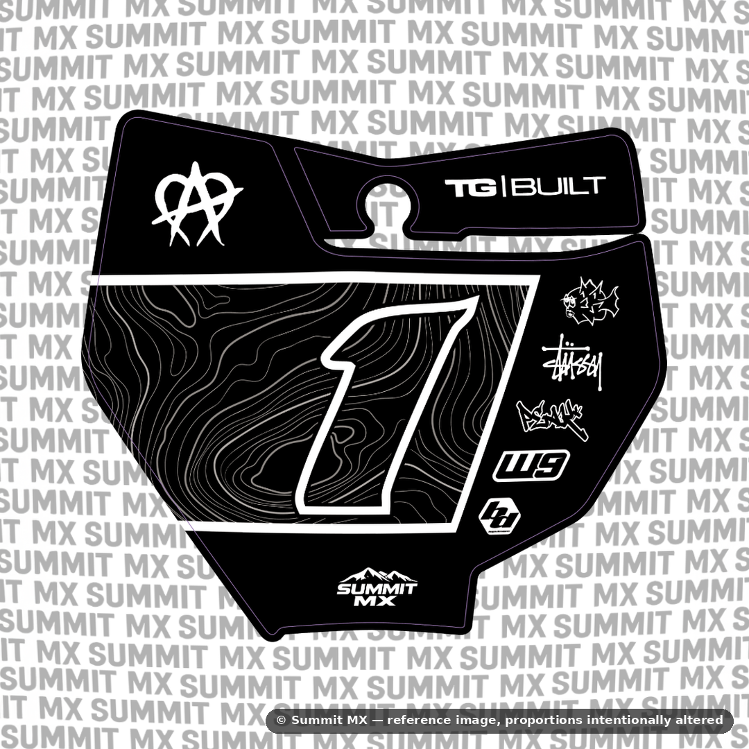 Switchback Decal for KTM 85 number plate — full graphic design