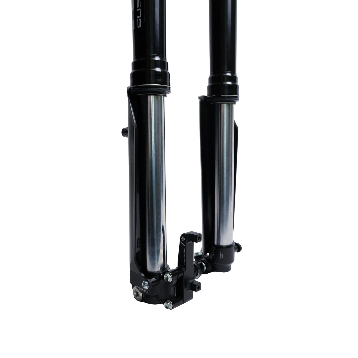 Tech E39 dual-crown fork for Surron and Talaria — crown clamp detail