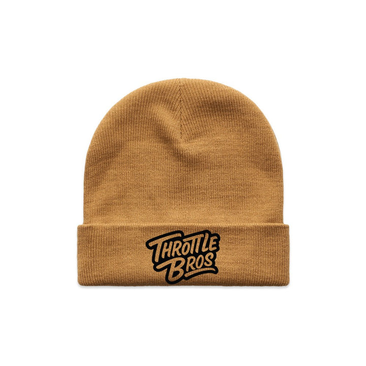 Throttle Bros Logo Beanie Camel Front