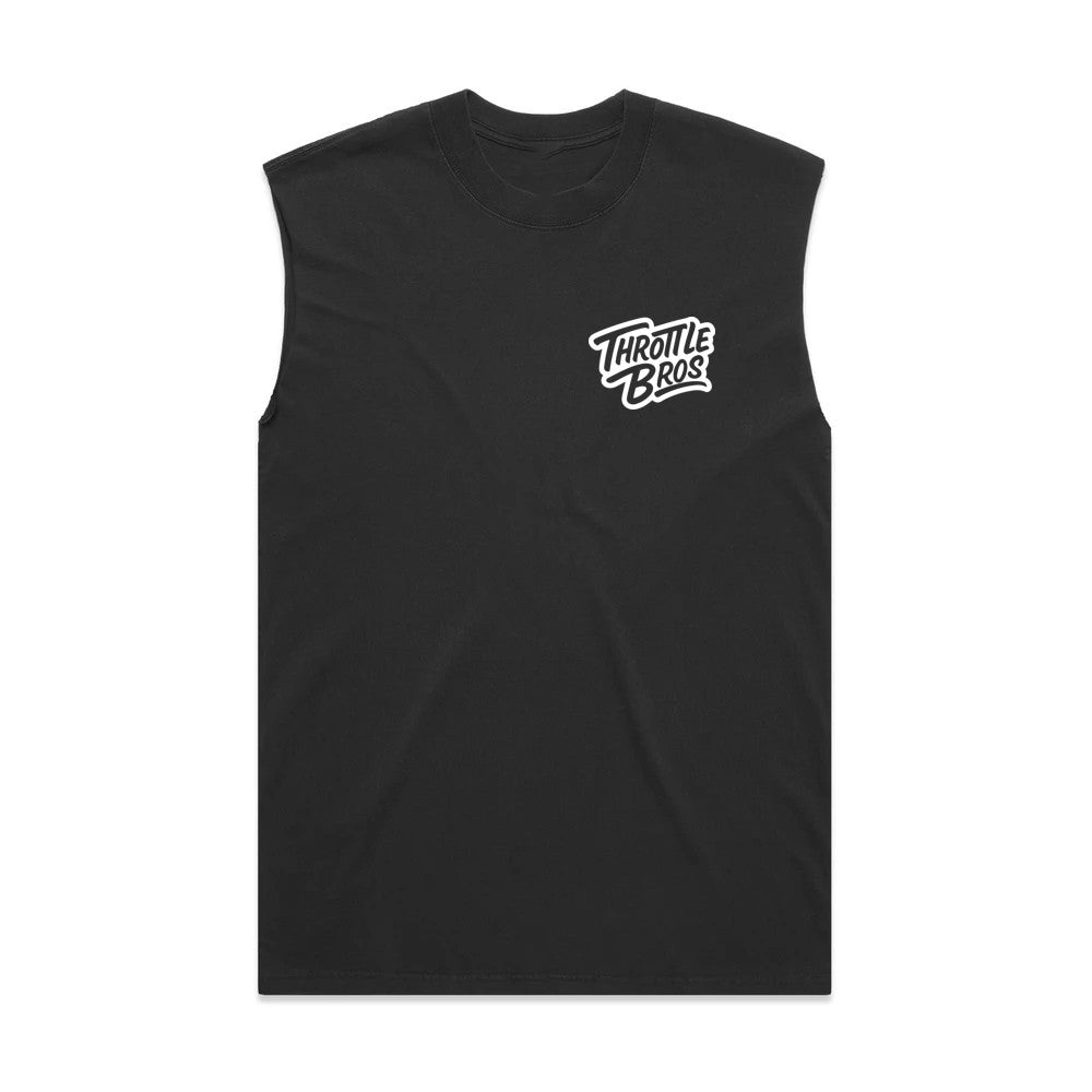 Throttle Bros Logo Heavyweight Tank Faded Black Front