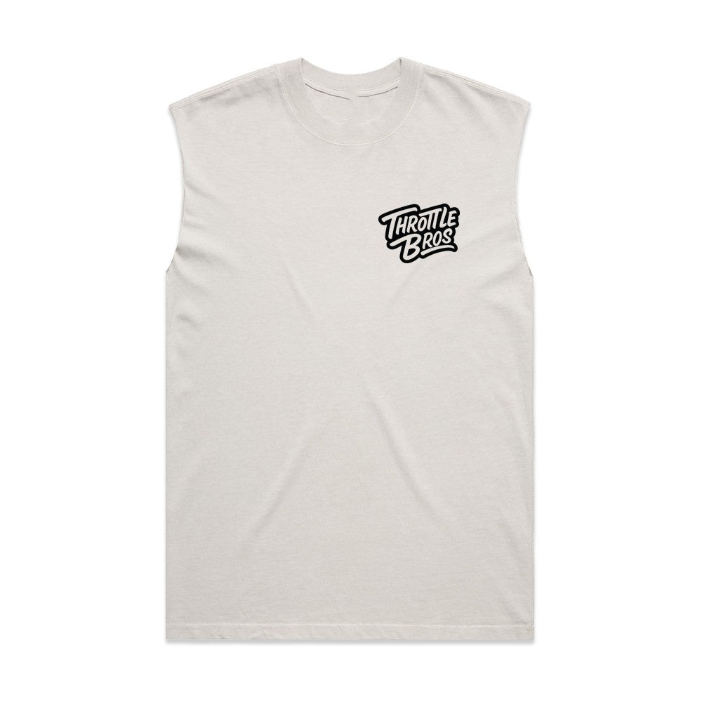 Throttle Bros Logo Heavyweight Tank Faded Bone Front