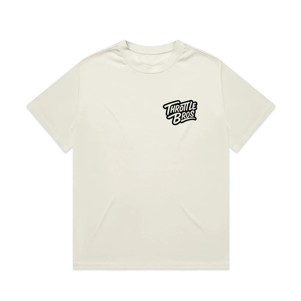 Throttle Bros Logo Heavyweight Tee Tan Front