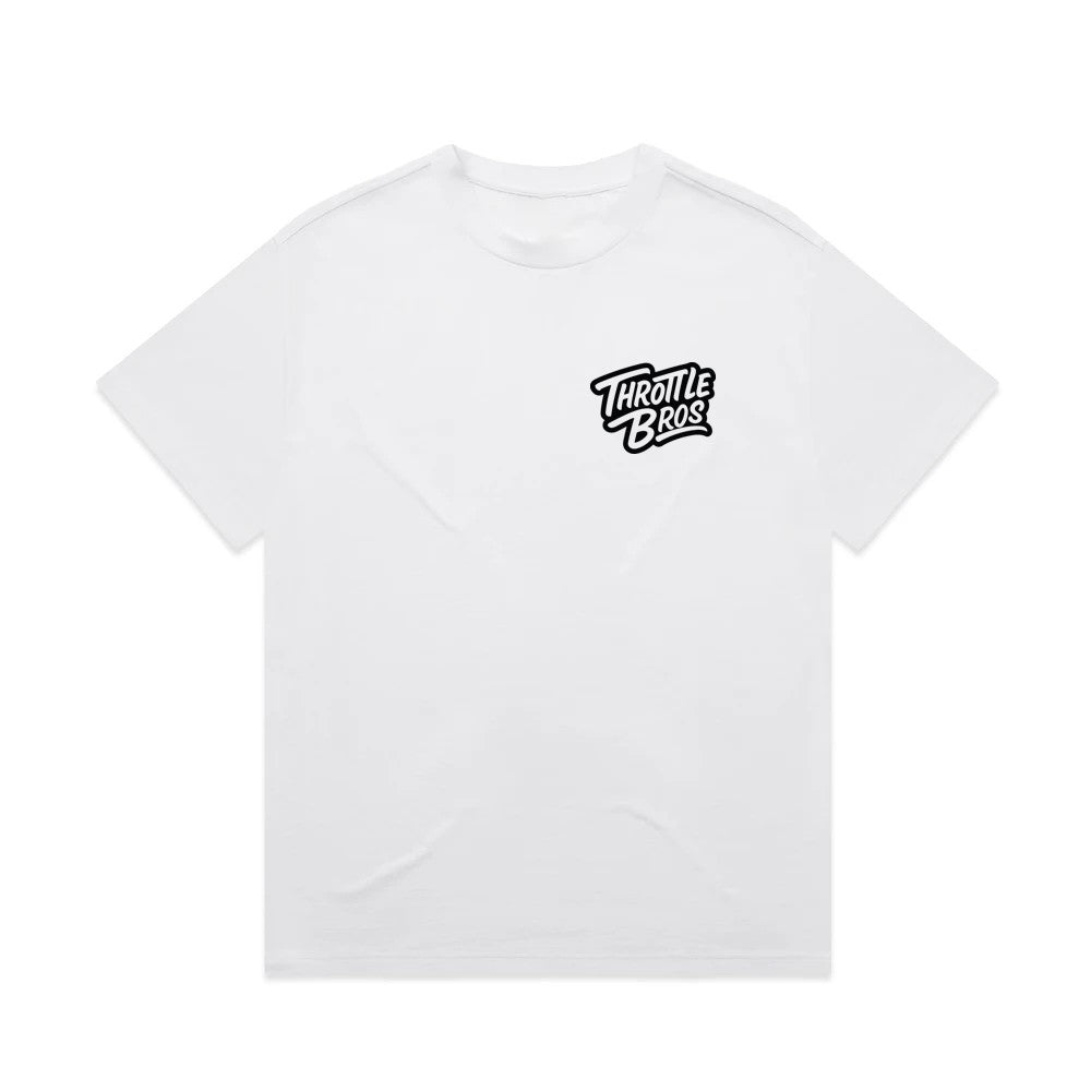 Throttle Bros Logo Heavyweight Tee White Front