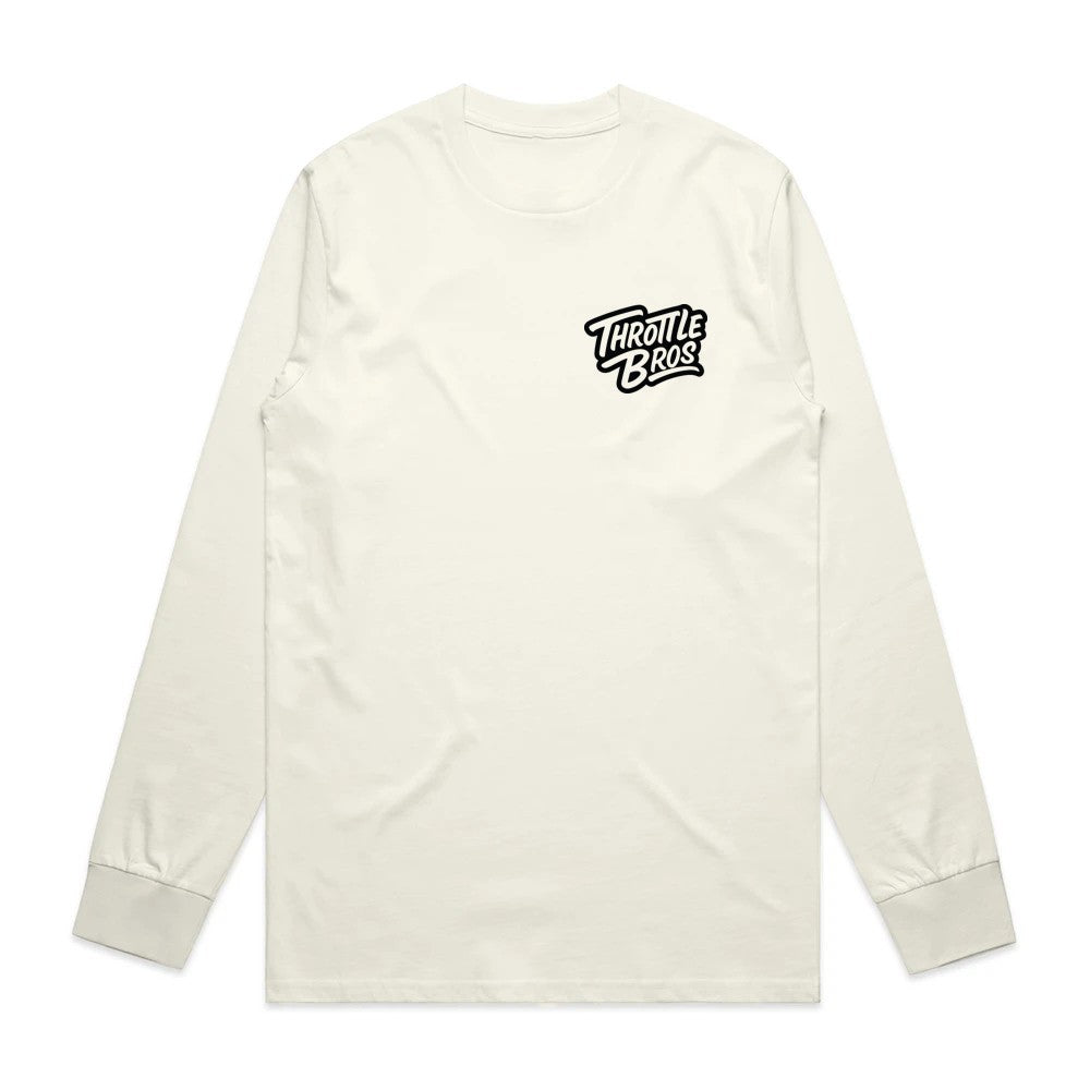 Throttle Bros Logo Long Sleeve Tee Tan Front