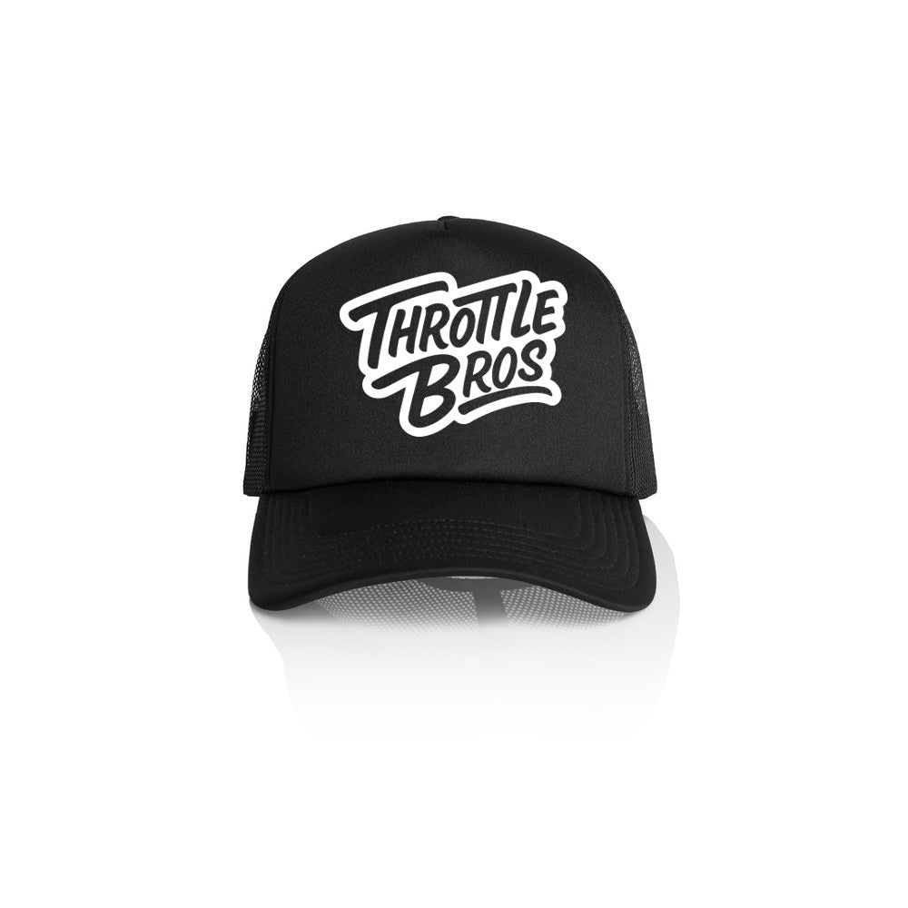 Throttle Bros Logo Trucker Hat Black Front