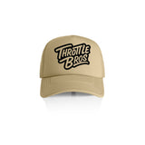 Throttle Bros Logo Trucker Hat Khaki Front