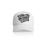 Throttle Bros Logo Trucker Hat White Front