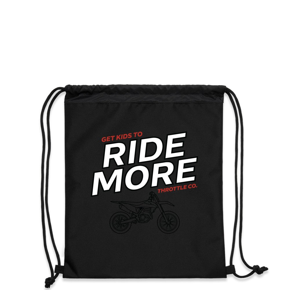 Get Kids To Ride More Drawstring Bag Black Back