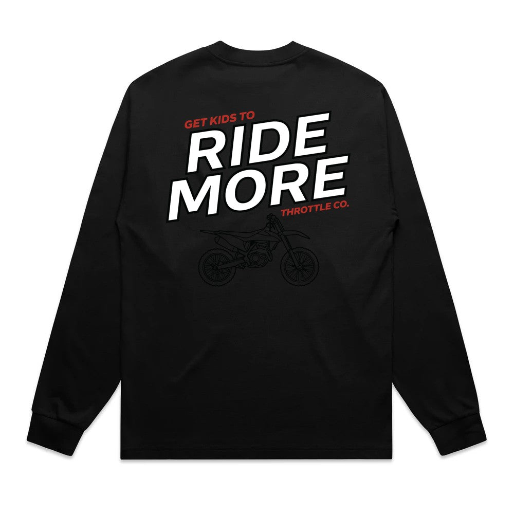 Get Kids To Ride More Heavyweight Long Sleeve Tee Black Back