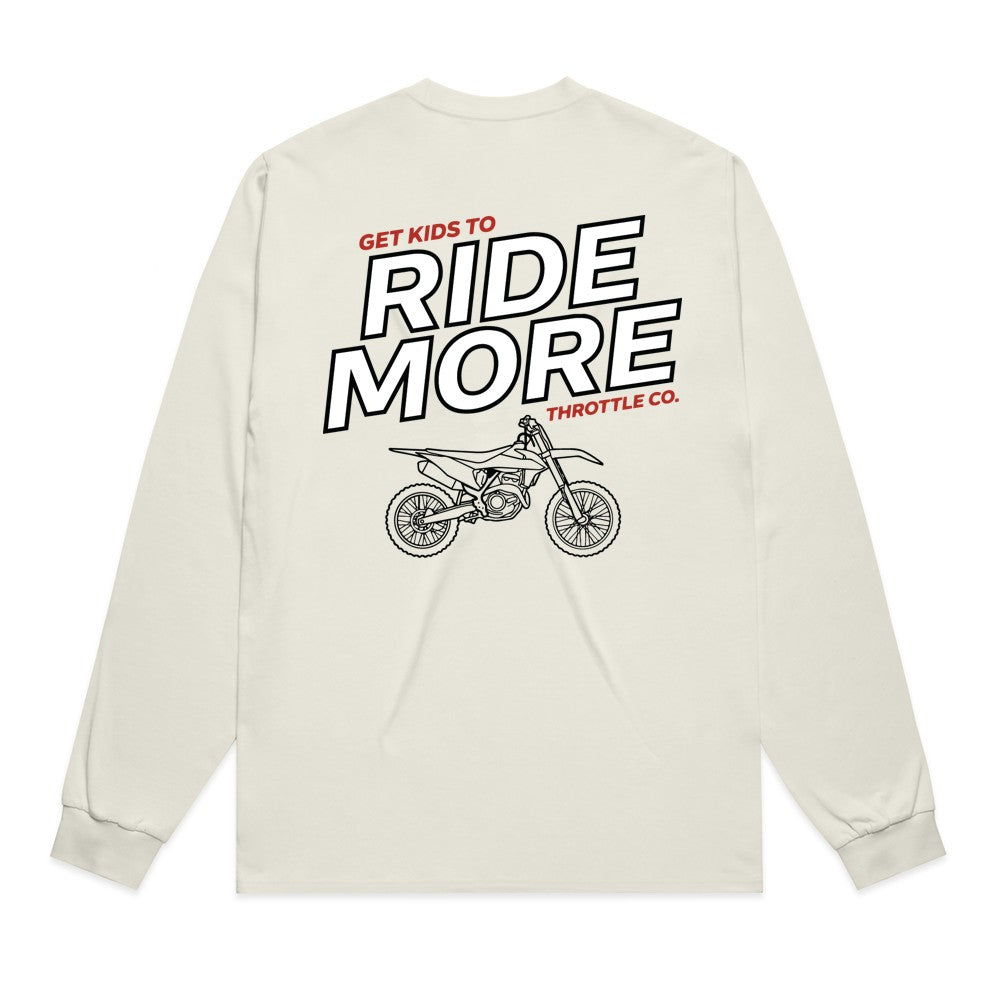 Get Kids To Ride More Heavyweight Long Sleeve Tee Tan Back