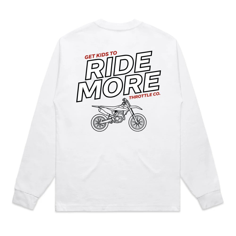 Get Kids To Ride More Heavyweight Long Sleeve Tee White Back