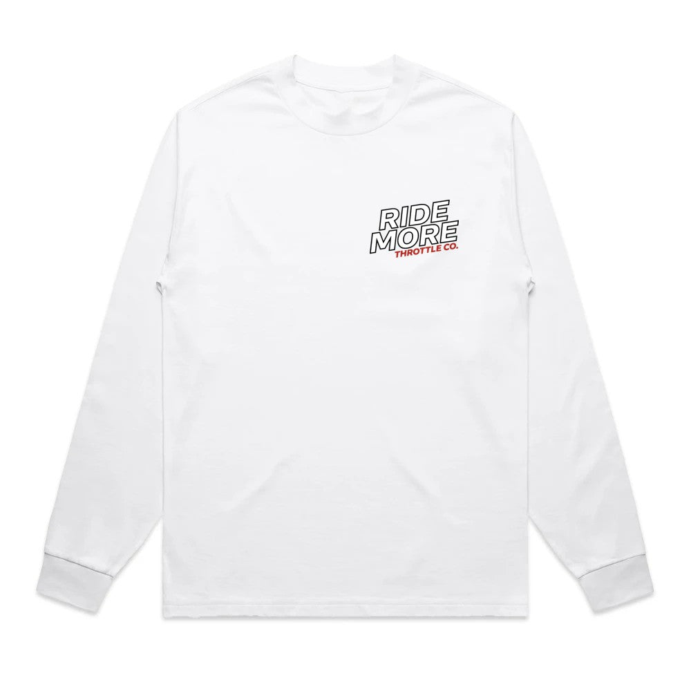 Get Kids To Ride More Heavyweight Long Sleeve Tee White Front