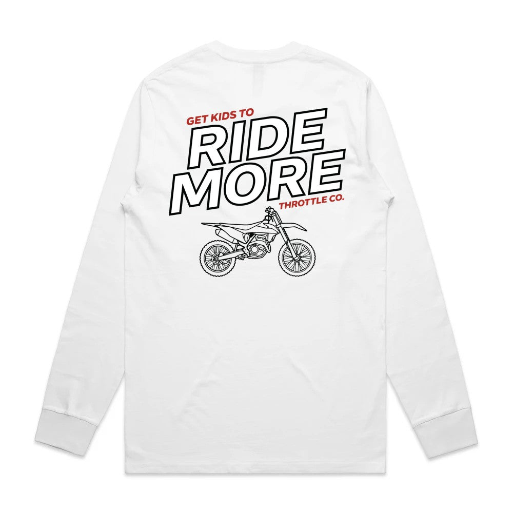 Get Kids To Ride More Long Sleeve Tee White Back