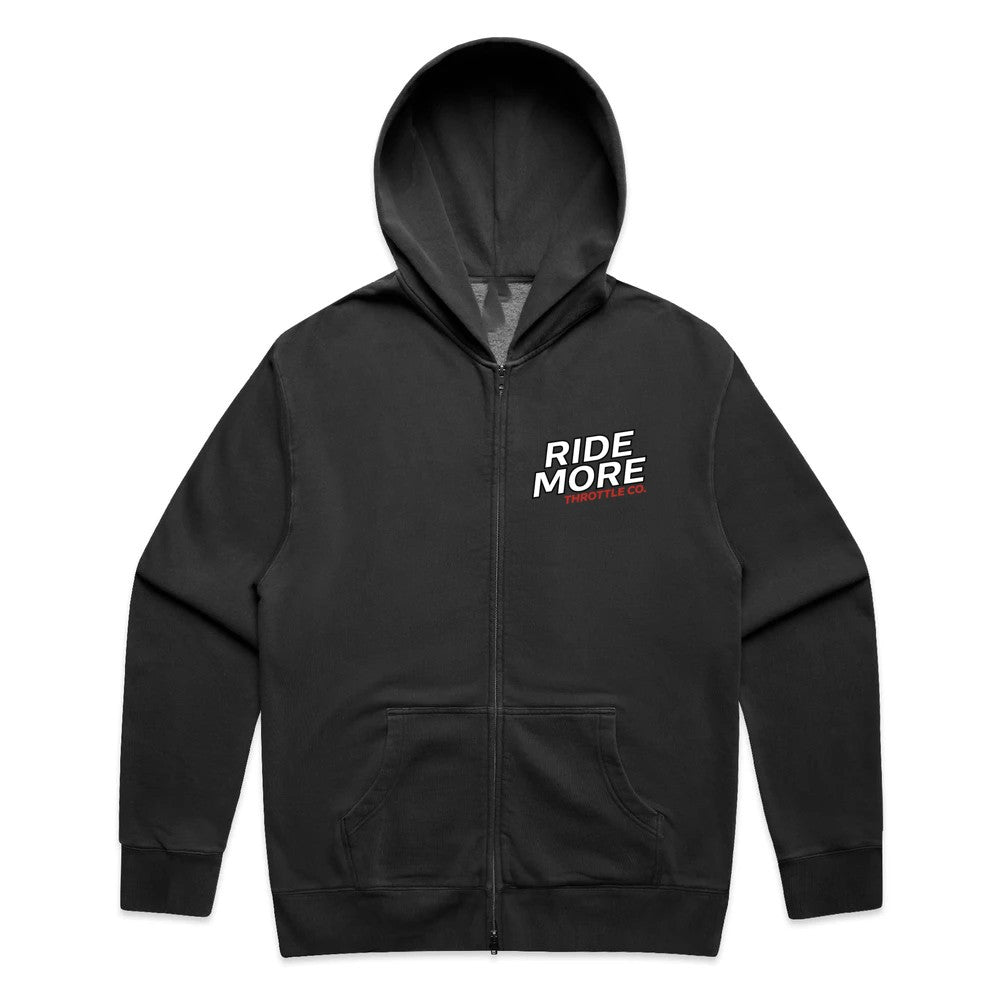Get Kids To Ride More Zip Hoodie Faded Black Front