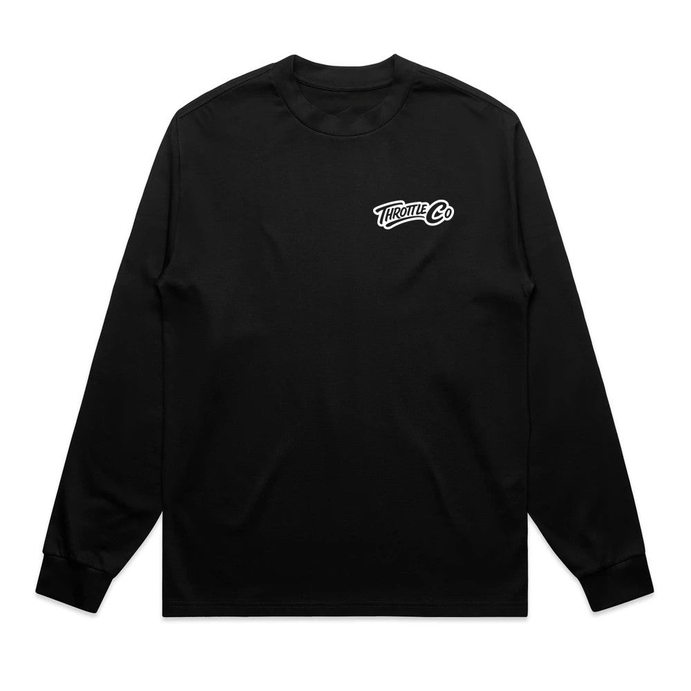 Throttle Co Logo Heavyweight Long Sleeve Tee Black Front
