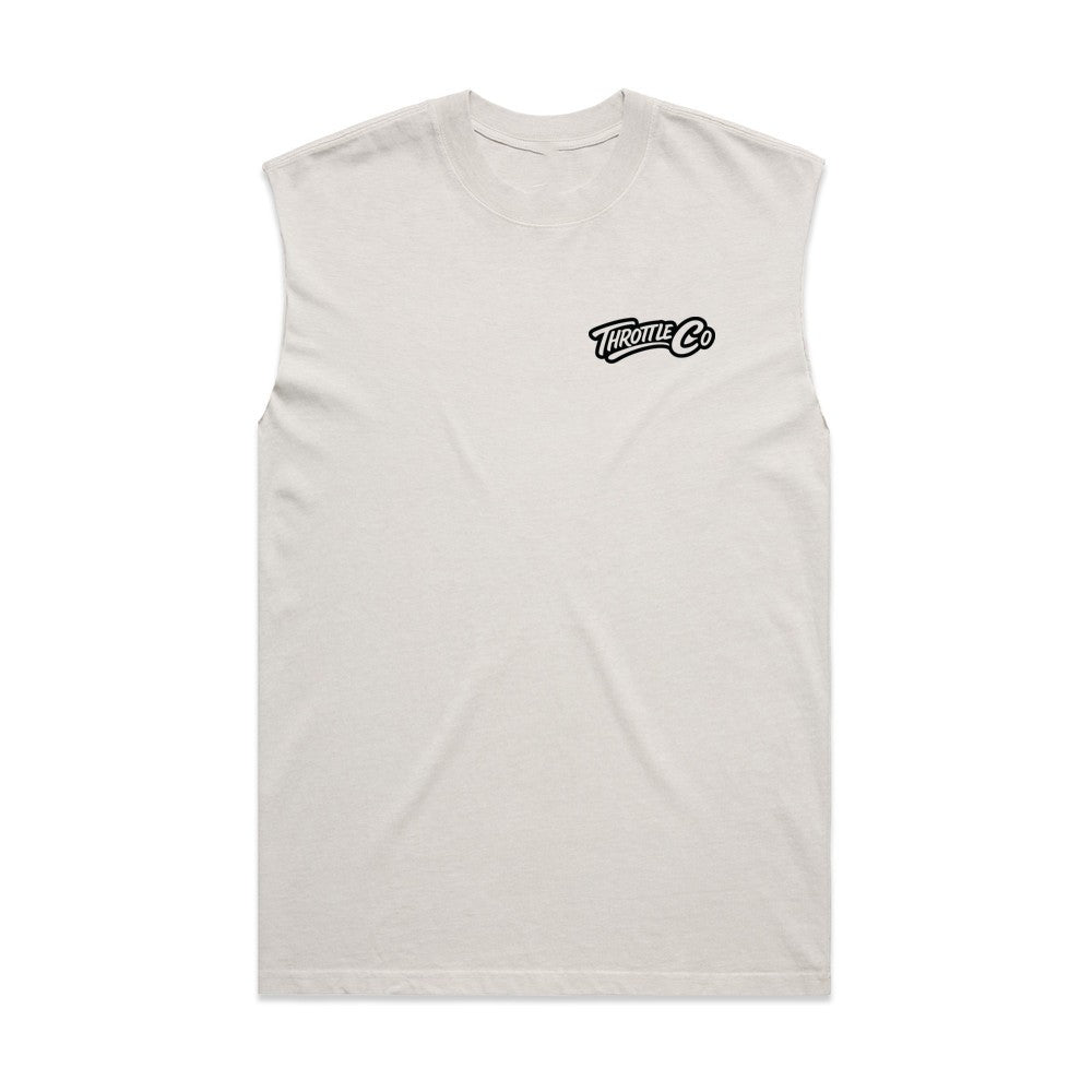 Throttle Co Logo Heavyweight Tank Faded Bone Front
