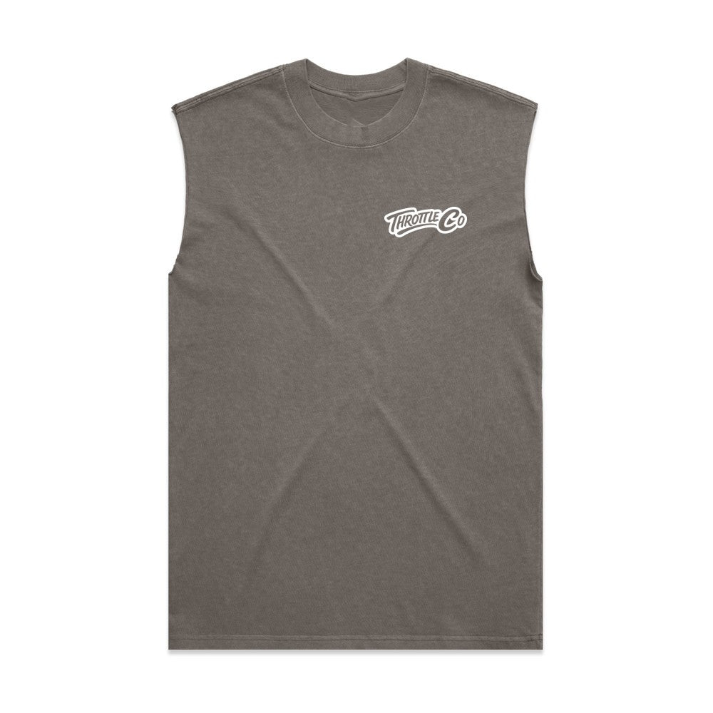 Throttle Co Logo Heavyweight Tank Faded Grey Front