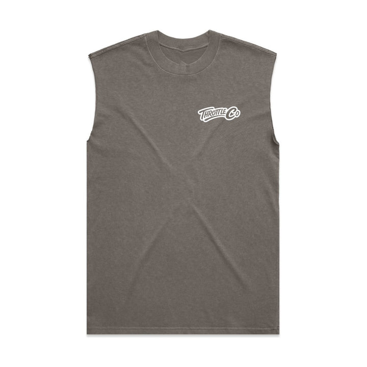 Throttle Co Logo Heavyweight Tank Faded Grey Front