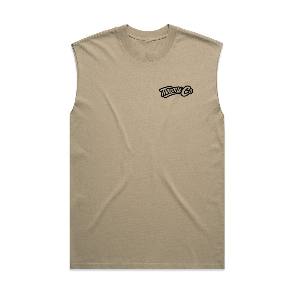 Throttle Co Logo Heavyweight Tank Faded Khaki Front