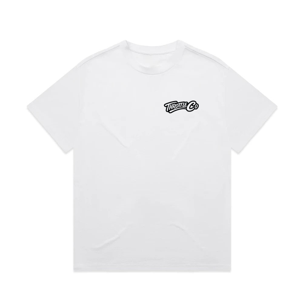 Throttle Co Logo Heavyweight Tee White Front