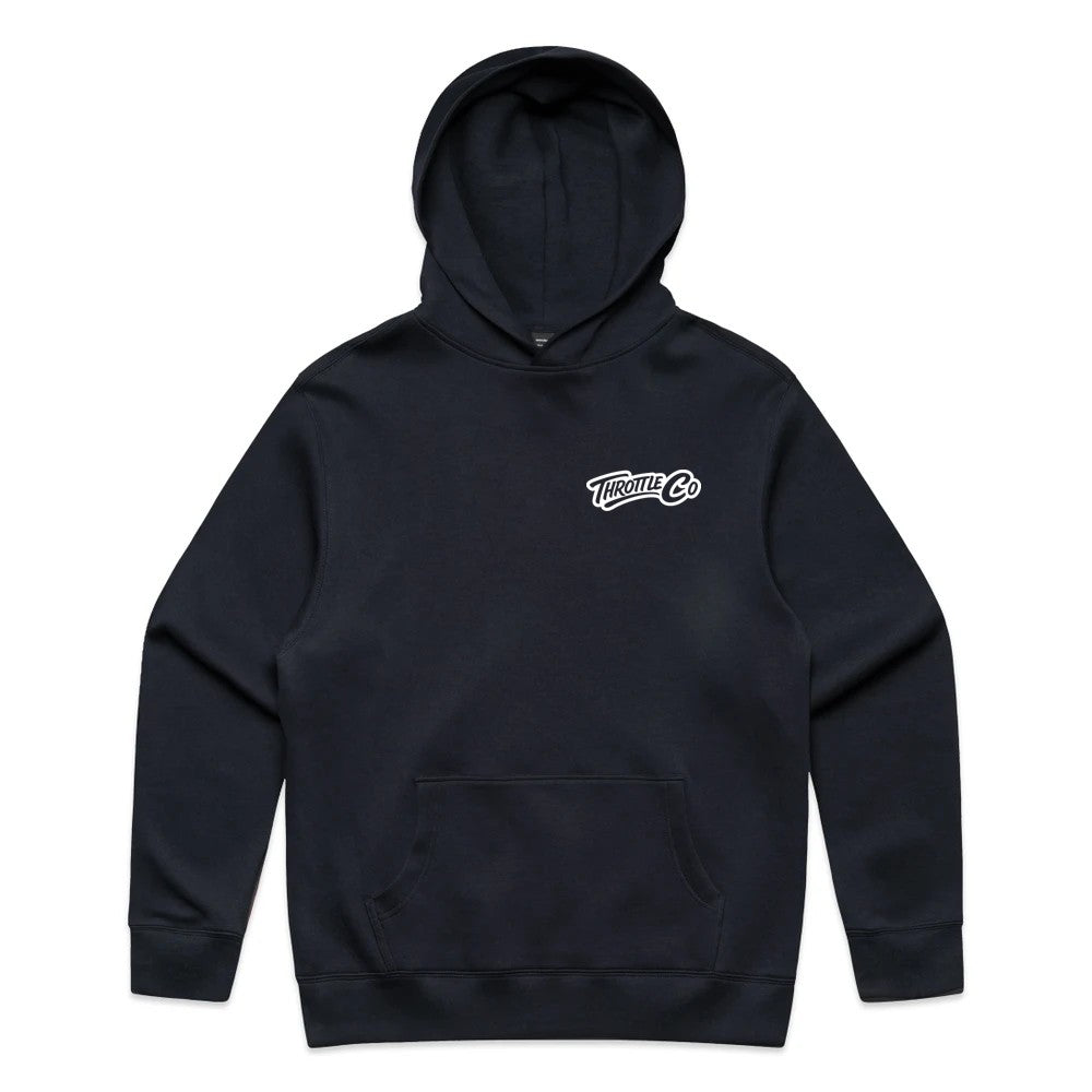 Throttle Co Logo Hoodie Ink Blue Front