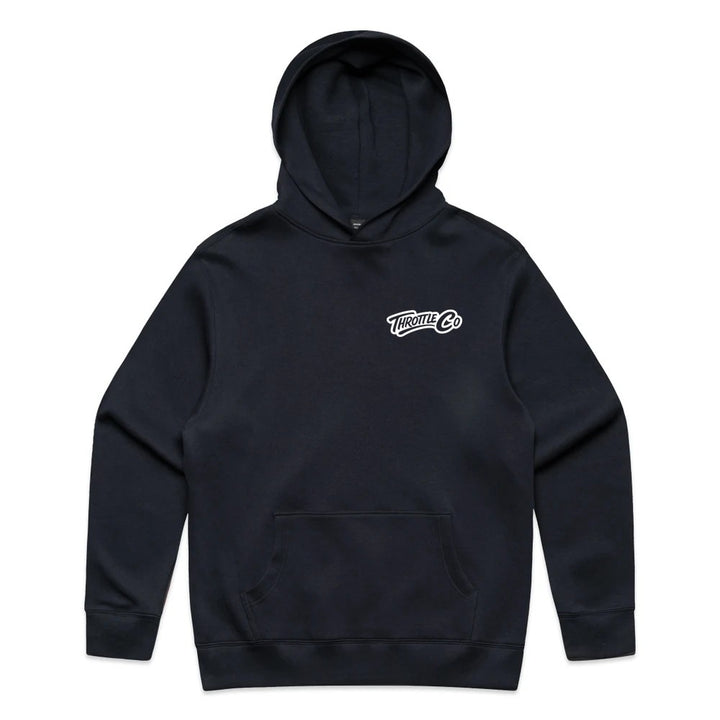 Throttle Co Logo Hoodie Ink Blue Front