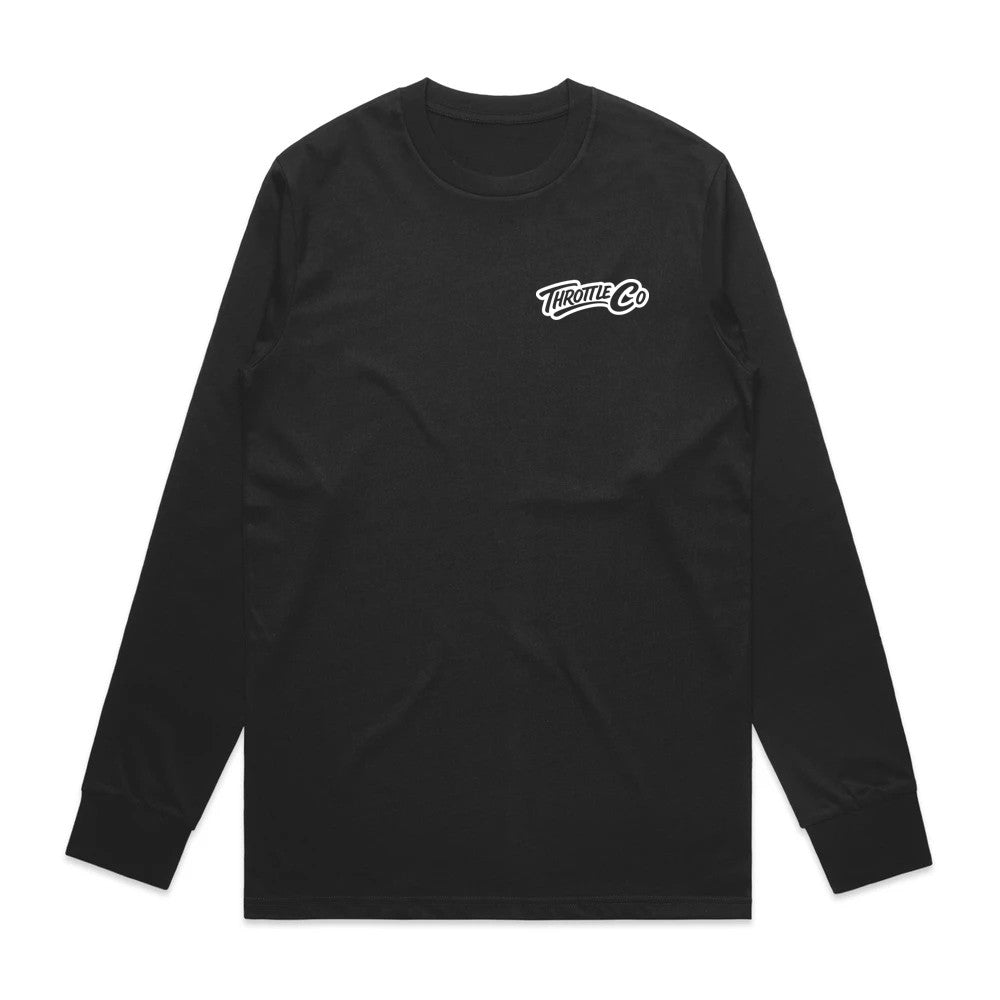 Throttle Co Logo Long Sleeve Tee Black Front