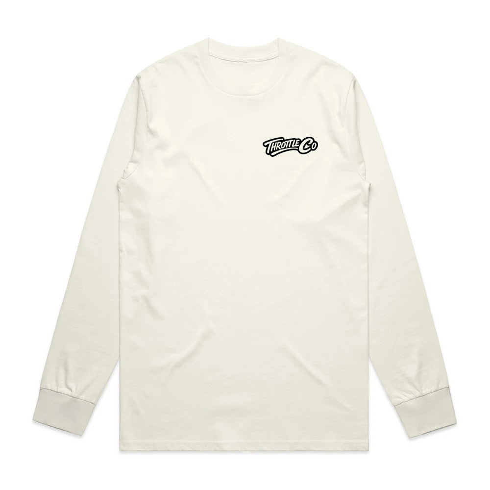 Throttle Co Logo Long Sleeve Tee Tan Front