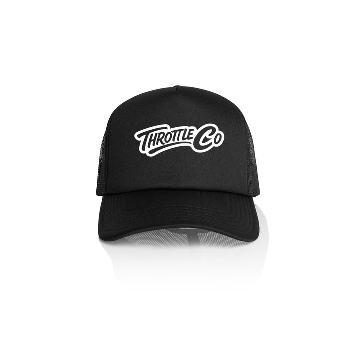 Throttle Co Logo Trucker Hat Black Front