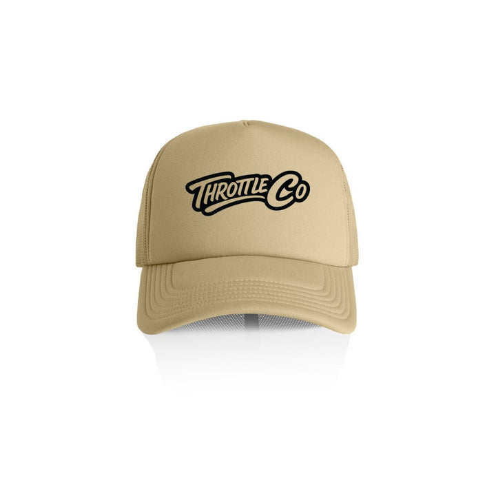 Throttle Co Logo Trucker Hat Khaki Front