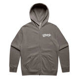 Throttle Co Logo Zip Hoodie Faded Grey Front