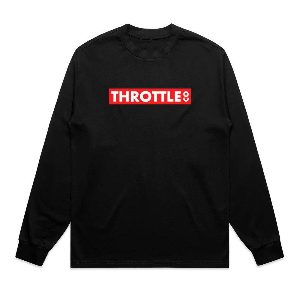 Throttle Co Red Box Heavyweight Long Sleeve Tee Black Front