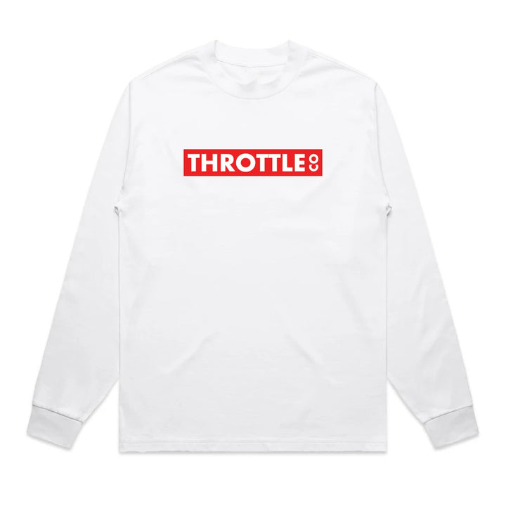 Throttle Co Red Box Heavyweight Long Sleeve Tee White Front