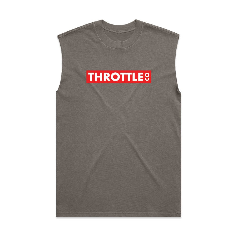Throttle Co Red Box Heavyweight Tank Faded Grey Front