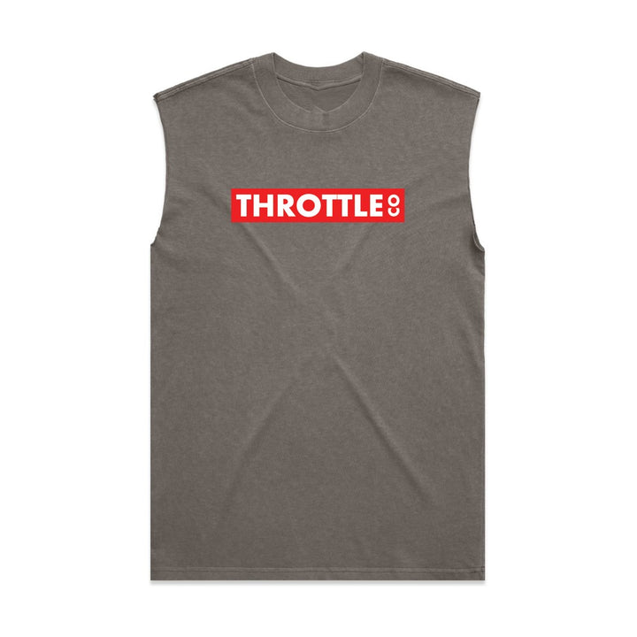 Throttle Co Red Box Heavyweight Tank Faded Grey Front
