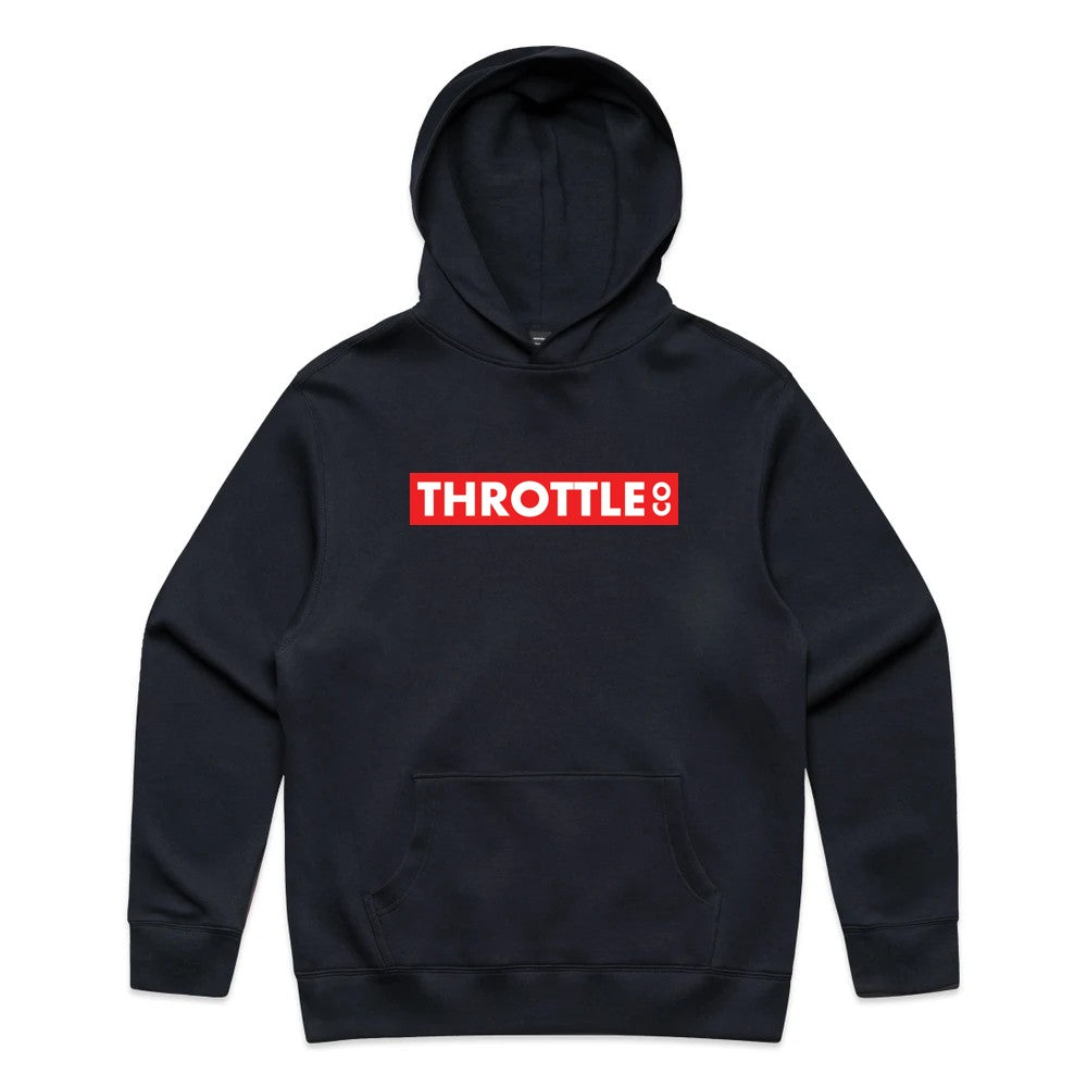 Throttle Co Red Box Hoodie Ink Blue Front