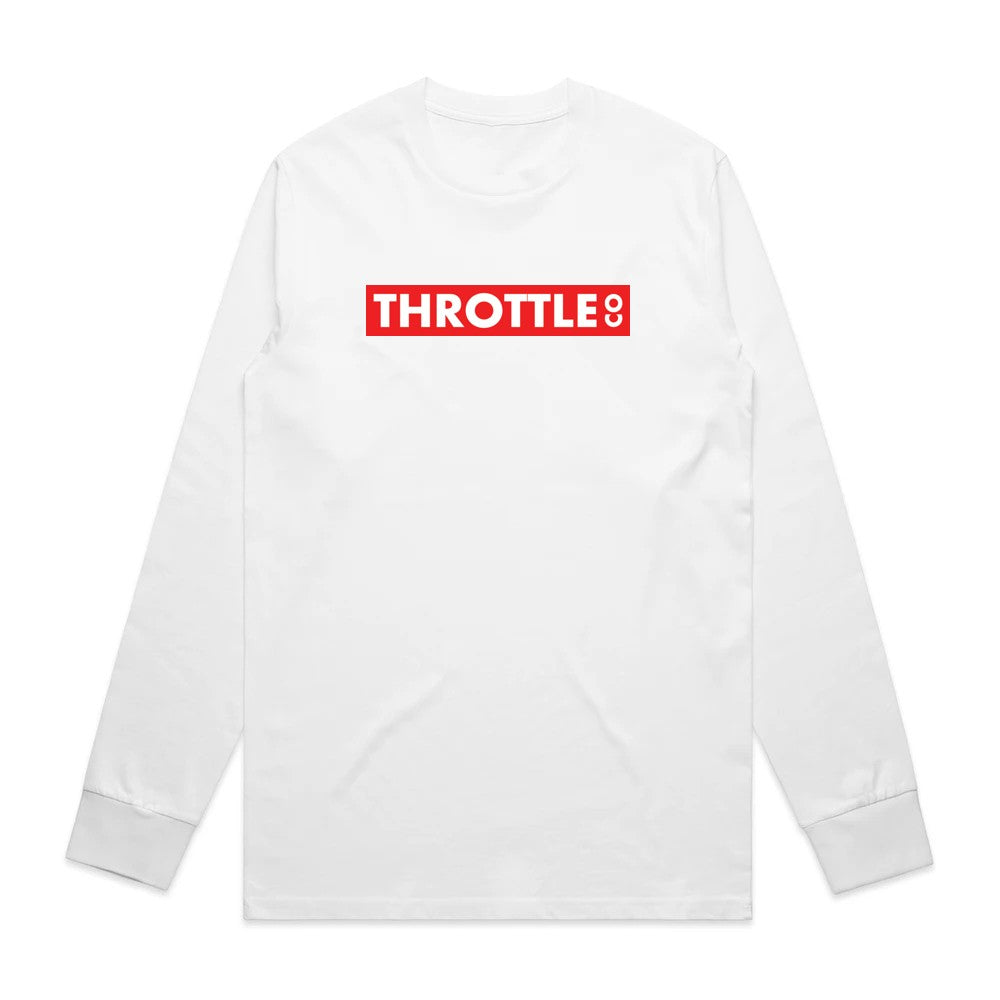 Throttle Co Red Box Long Sleeve Tee White Front