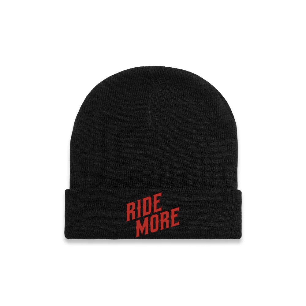 Ride More Biker Beanie Black Front