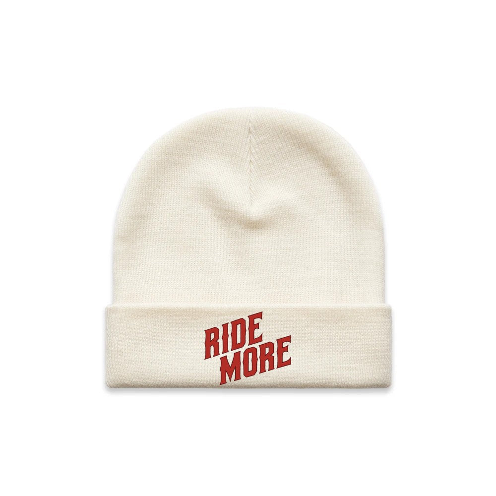 Ride More Biker Beanie Tan Front