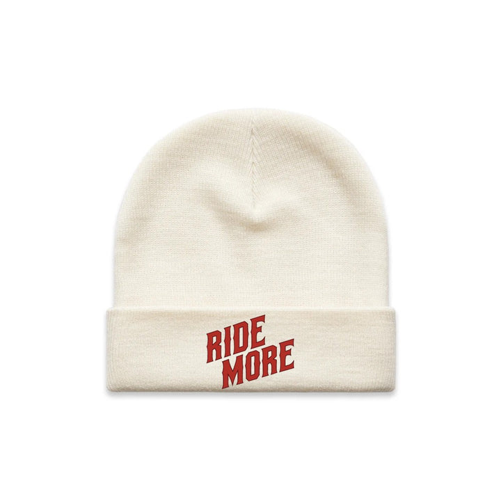 Ride More Biker Beanie Tan Front