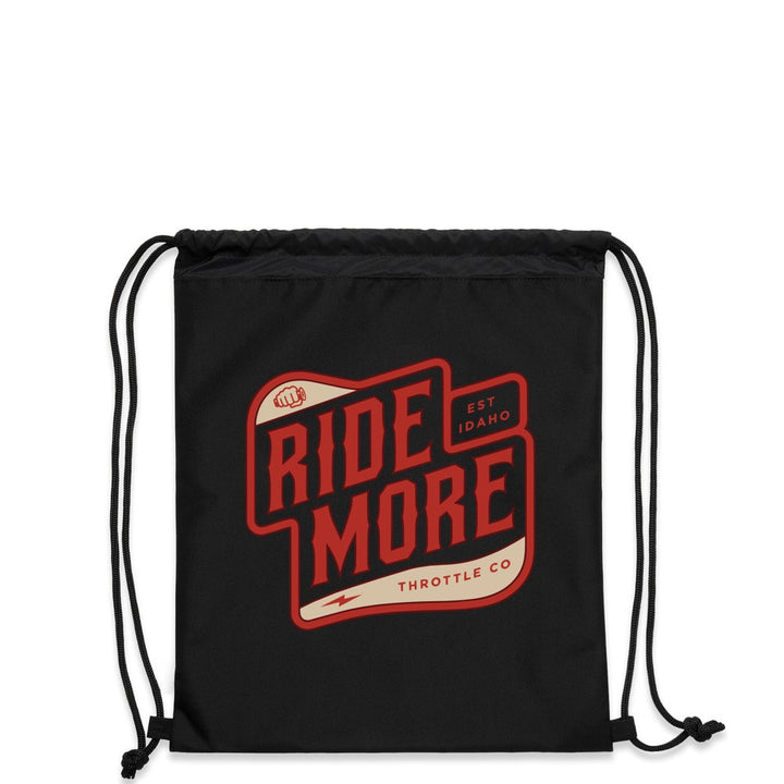 Ride More Biker Drawstring Bag Black Back