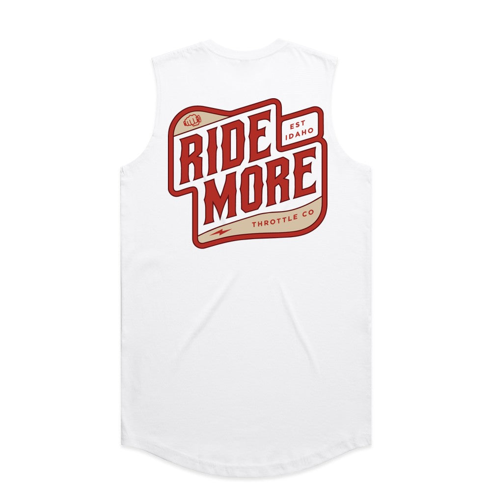 Ride More Biker Drop Tank White Back