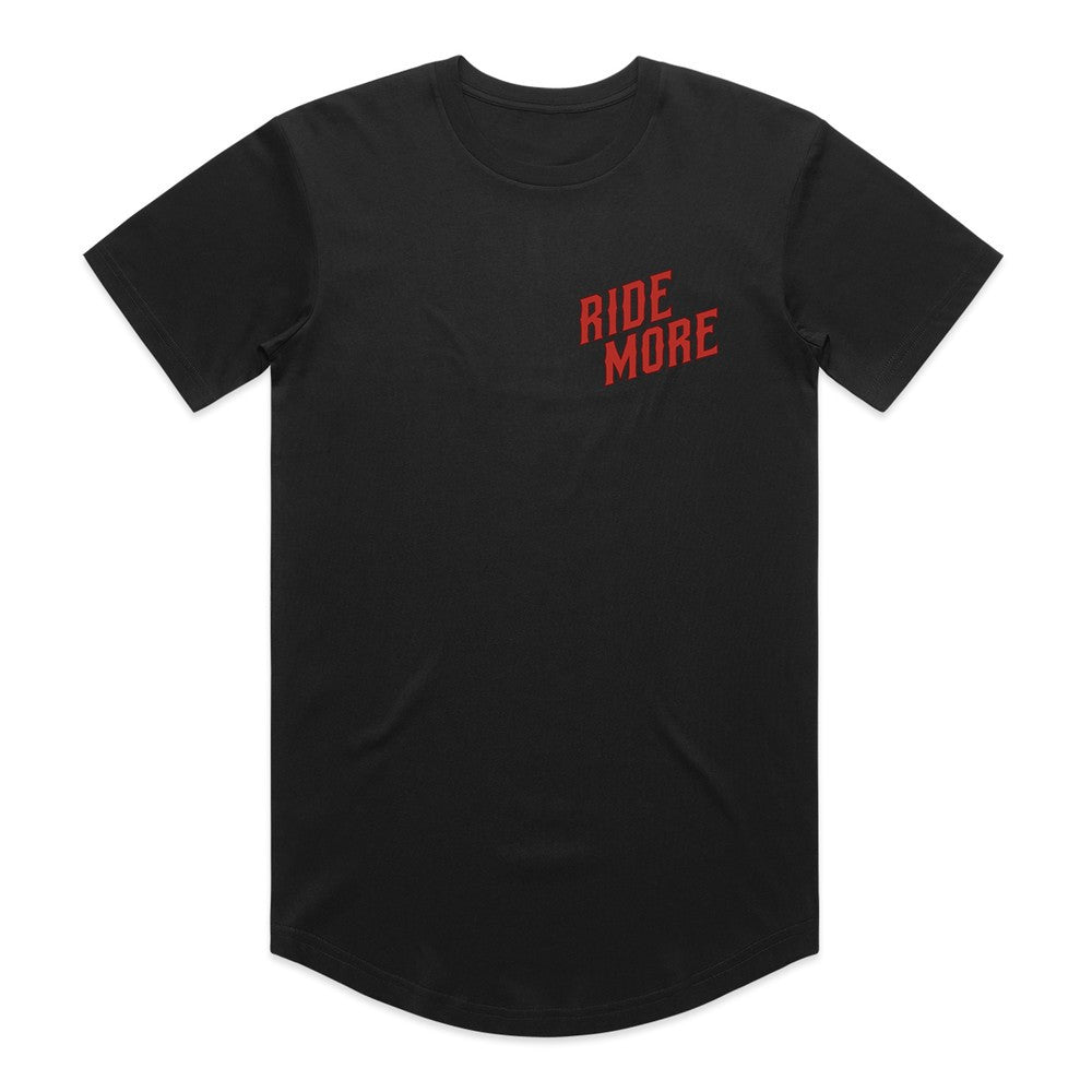 Ride More Biker Drop Tee Black Front
