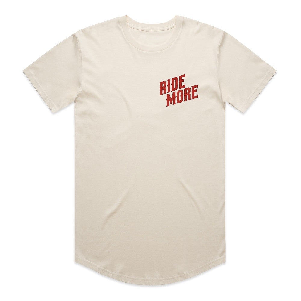 Ride More Biker Drop Tee Tan Front