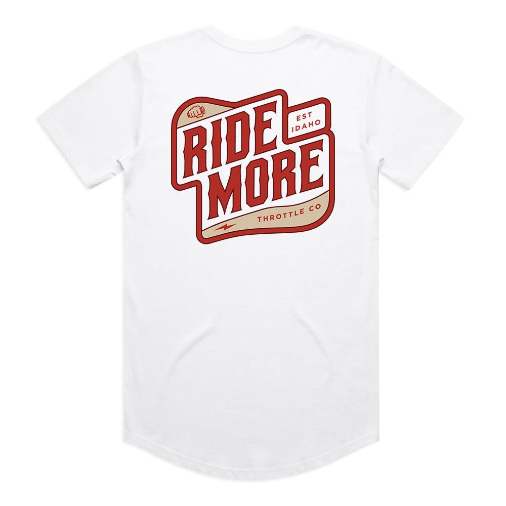 Ride More Biker Drop Tee White Back